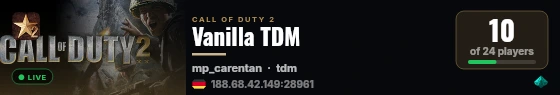 Vanilla TDM live status badge
