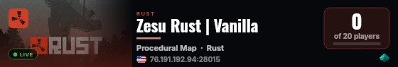 Zesu Rust | Vanilla live status badge