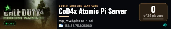 CoD4x Atomic Pi Server live status badge