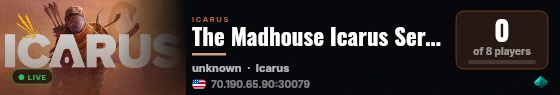 The Madhouse Icarus Server 3 live status badge