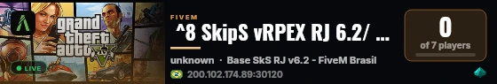  ^8 SkipS vRPEX RJ 6.2/ discord.gg/ZzjSfmdaVG live status badge