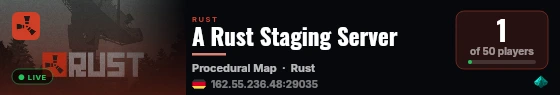 A Rust Staging Server live status badge