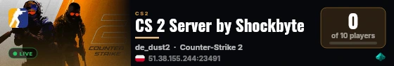 CS 2 Server by Shockbyte live status badge