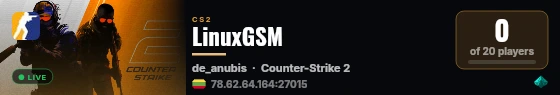 LinuxGSM live status badge