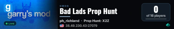 Bad Lads Prop Hunt live status badge