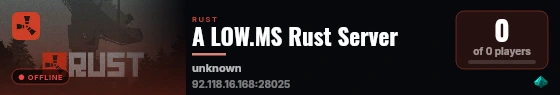 A LOW.MS Rust Server live status badge