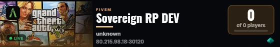 Sovereign RP DEV live status badge