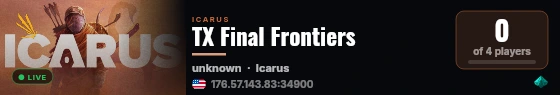 TX Final Frontiers live status badge