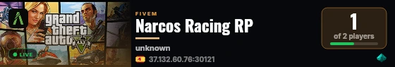 Narcos Racing RP live status badge