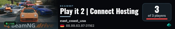 Play it 2 | Connect Hosting live status badge