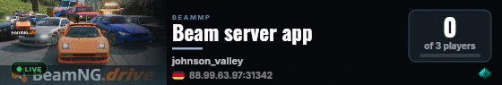 Beam server app live status badge