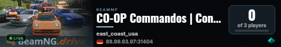 CO-OP Commandos | Connect Hosting live status badge