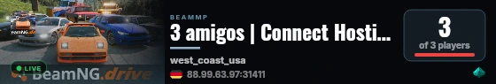3 amigos | Connect Hosting live status badge