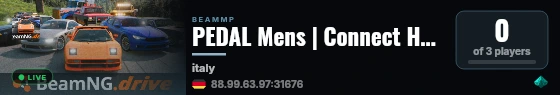 PEDAL Mens | Connect Hosting live status badge