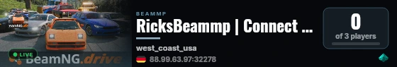 RicksBeammp | Connect Hosting live status badge
