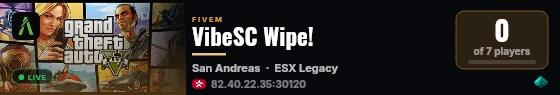 VibeSC Wipe! live status badge