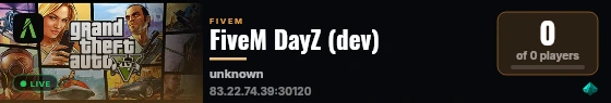 FiveM DayZ (dev) live status badge