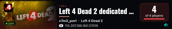 Left 4 Dead 2 dedicated server live status badge
