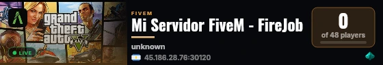 Mi Servidor FiveM - FireJob live status badge