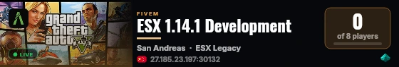ESX 1.14.1 Development live status badge