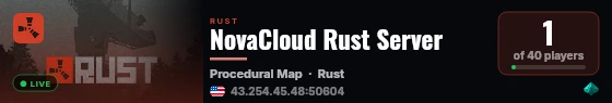 NovaCloud Rust Server live status badge