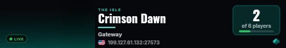 Crimson Dawn live status badge