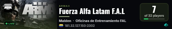 Fuerza Alfa Latam F.A.L live status badge
