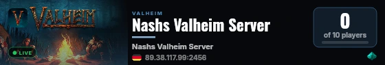 Nashs Valheim Server live status badge