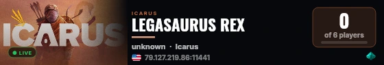 LEGASAURUS REX live status badge