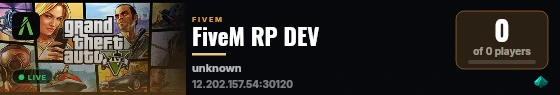 FiveM RP DEV live status badge