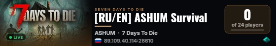 [RU/EN] ASHUM Survival live status badge