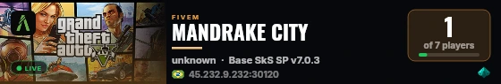 MANDRAKE CITY live status badge