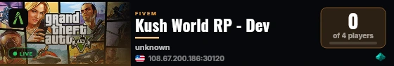 Kush World RP - Dev live status badge