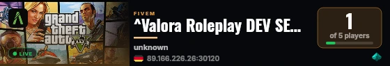 ^Valora Roleplay DEV SERVER live status badge