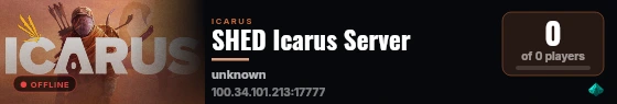 SHED Icarus Server live status badge