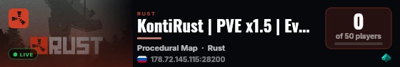 KontiRust | PVE x1.5 | Events | Monthly live status badge