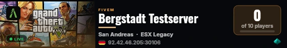 Bergstadt Testserver live status badge
