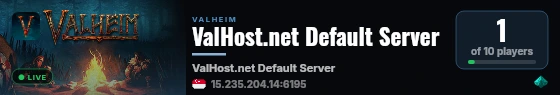 ValHost.net Default Server live status badge
