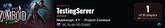 TestingServer live status badge