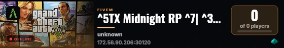 ^5TX Midnight RP ^7| ^3QBox ^7| Phase 0 v3 live status badge