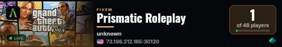 Prismatic Roleplay live status badge