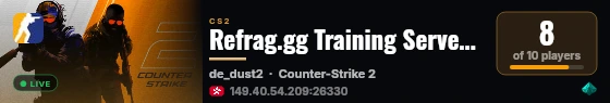 Refrag.gg Training Server (Player) live status badge