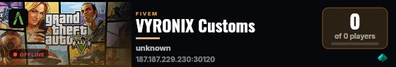VYRONIX Customs live status badge