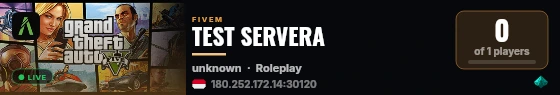TEST SERVERA live status badge