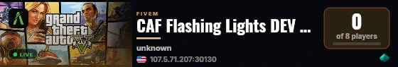 CAF Flashing Lights DEV Server live status badge