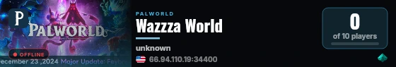Wazzza World live status badge