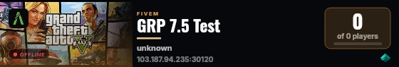 GRP 7.5 Test live status badge