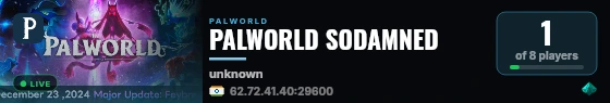 PALWORLD SODAMNED live status badge