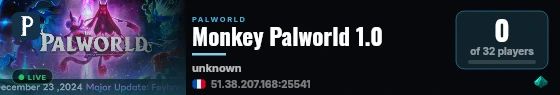 Monkey Palworld 1.0 live status badge
