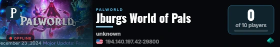 Jburgs World of Pals live status badge